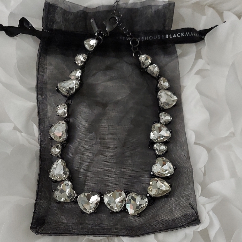 White House Black Market Silver Chunky Crystal Necklace